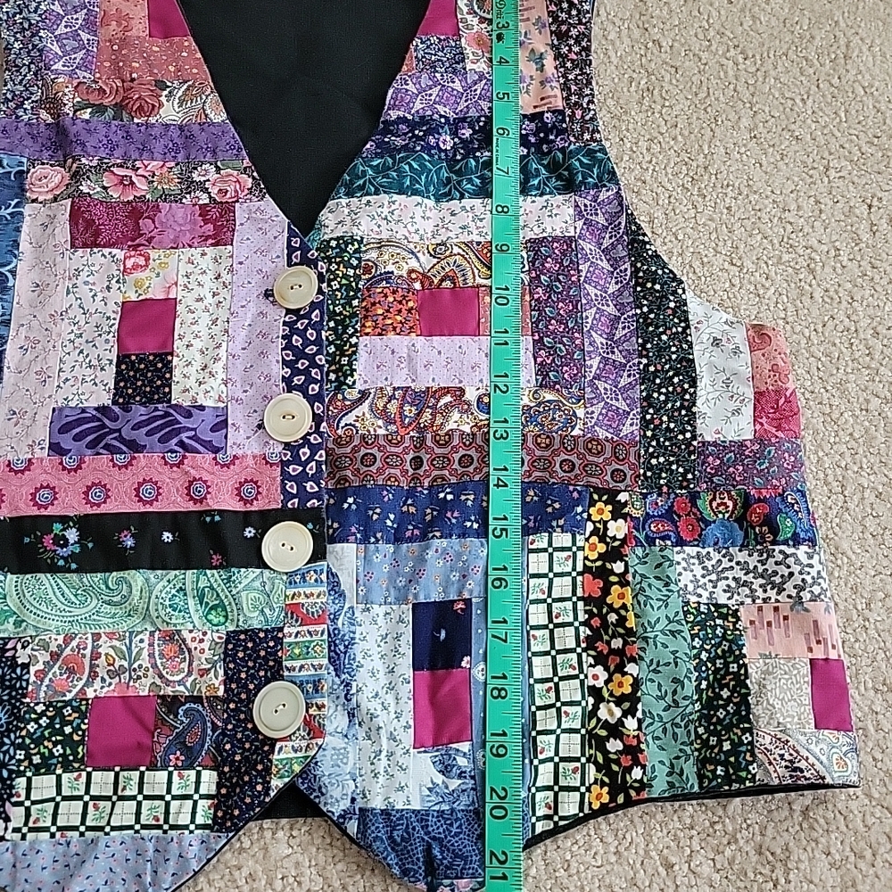 Patchwork Button Down Vest - Multicolor - image 5